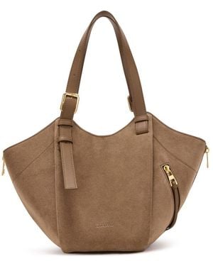 Loewe Medium Suede Hammock Flip Bag - Brown