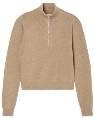 Rohe Zip-Neck Sweater With Polo-Shirt Style Collar - Natural