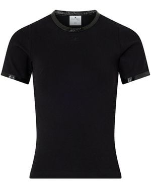 Courreges T-Shirt With Contrasting Vinyl - Black