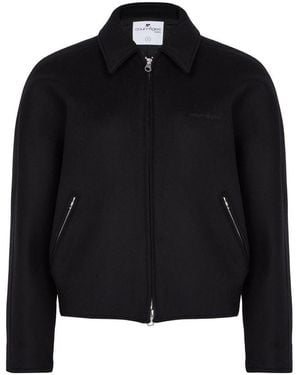 Courreges Embroidered Wool Bomber Jacket - Black
