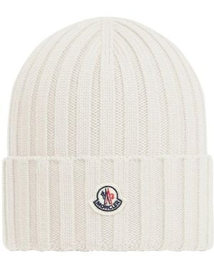 Moncler Mütze Mit Logo - Weiß