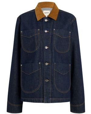 KHAITE Wyatt Denim Jacket With A Velvet Collar - Blue