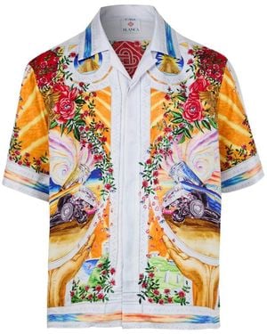 CASABLANCA Short Sleeve Cuban Collar Shirt - Pink