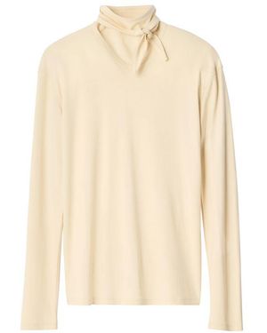 Lemaire Long-Sleeved Scarf Neck Top - Natural