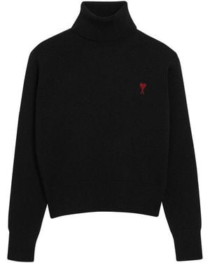 Ami Paris Ami De Coeur Turtleneck Sweater - Black