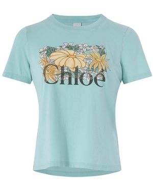 Chloé Bedrucktes T-Shirt - Blau