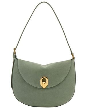 SAVETTE Kleine Hobo-Tasche Tondo Aus Wildleder - Grün