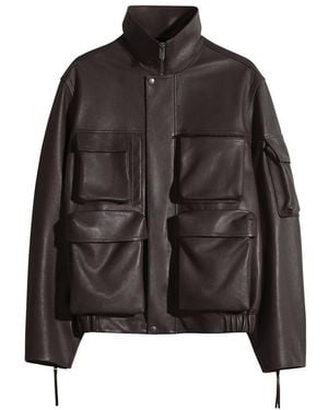 Lemaire Leather Jacket With Pockets - Black