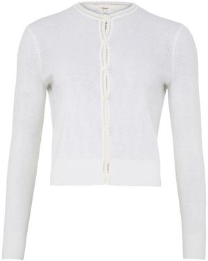 Chloé Taillierter Wollstrickpullover - Weiß