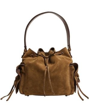 Acne Studios Sac Seau Multipoches En Cuir Velours - Marron