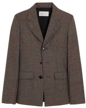 Ami Paris Single-Buttoned Blazer - Brown