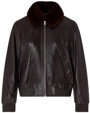 Yves Salomon Lambskin Bomber Jacket With A Removable Mink Fur Collar - Black