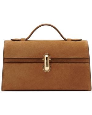 SAVETTE Symmetry Suede Clutch Bag - Brown