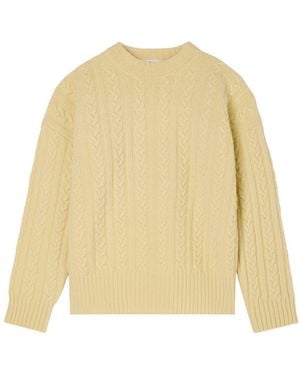 Rohe Pullover Aus Zopfstrick - Weiß