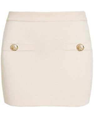Balmain Two-Button Knitted Mini Skirt - Natural