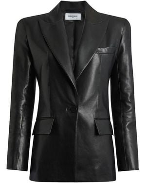 Balmain Single-Breasted Leather Blazer - Black