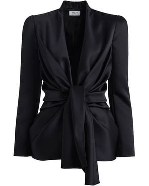 Balmain Jacke Aus Satin-Crêpe Mit Schleife - Schwarz