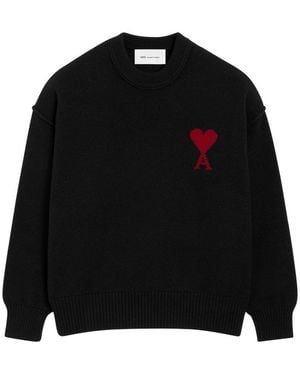 Ami Paris Ami De Coeur Round-Necked Sweater - Black