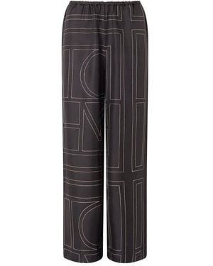 TOTEME Pyjama-Hose Aus Seide Mit Monogramm - Braun