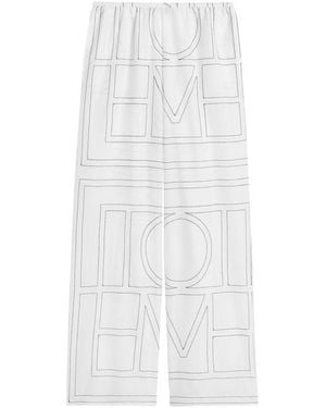 TOTEME Pyjama-Hose Aus Mischbaumwolle Mit Monogramm - Weiß