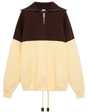 Loewe Pullover Mit Reißverschlusskragen Aus Baumwolle - Braun