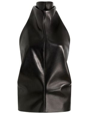 KHAITE Rone Seeveless Leather Top - Black