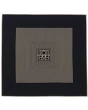 TOTEME Silk Scarf With Monogram - Black