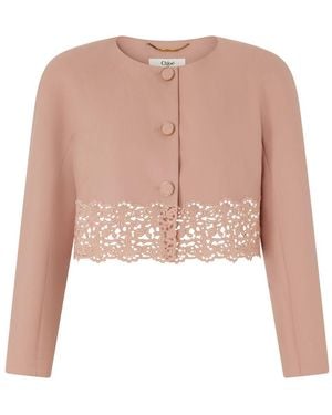 Chloé Cropped Woolen Jacket - Pink