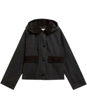 Barbour Adina Checked Waxed Jacket - Black