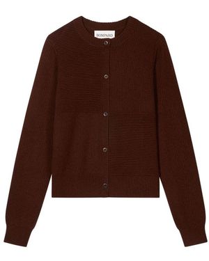 Bompard Cardigan Point Ottoman En Cachemire Et Soie - Marron