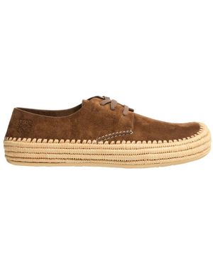 Loewe Espadrilles Rio Aus Wildleder Und Raffiabast Mit Schnürung - Braun
