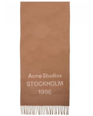 Acne Studios Schal Mit Logo - Braun