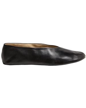 The Row Stella Leather Ballet Flats - Black