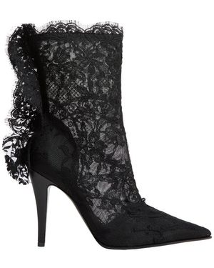 McQueen Heron Lace Ankle Boots - Black
