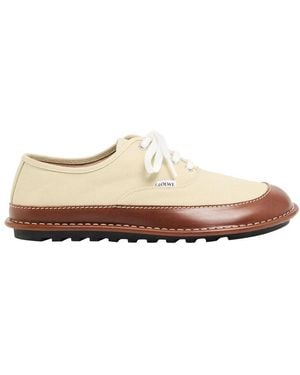 Loewe Schnürschuhe Aus Materialmix - Natur