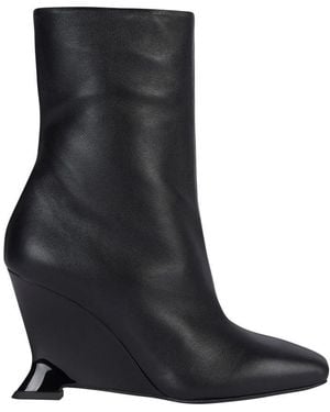 Balmain Stiefeletten Aus Leder Mit Keilabsatz - Schwarz