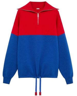 Loewe Pullover Mit Reißverschlusskragen Aus Baumwolle - Blau