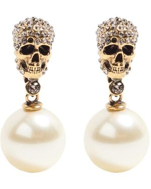 McQueen Boucles D'Oreilles Avec Perles Skull - Métallisé