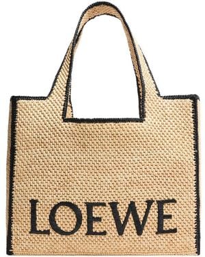 Loewe Font Large Raffia Tote Bag - Natural