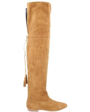 Celine Flache Overknee-Stiefel Chat Botté Aus Kalbsleder - Braun