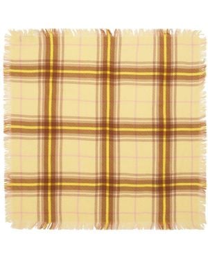 Bompard Mini Tartan Square Cashmere Scarf - Yellow