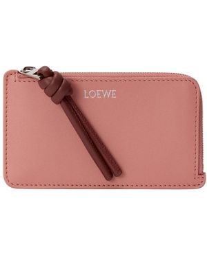 Loewe Knot Shiny Nappa Calfskin Card And Coin Holder - Pink