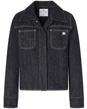 Courreges Overshirt Aus Tweed Und Denim - Schwarz