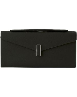 Valextra Iside Leather Clutch Bag - Black