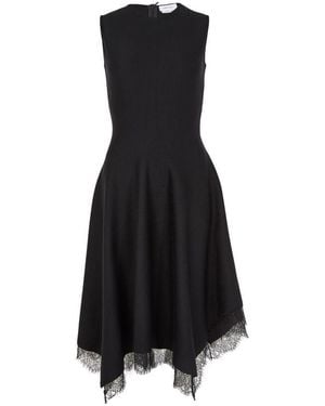 McQueen Asymmetrisches Kleid Aus Spitze - Schwarz