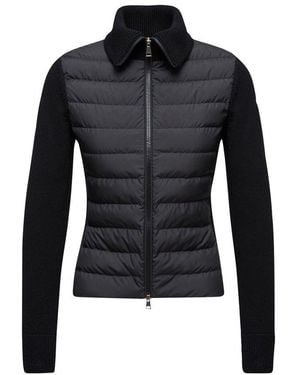 Moncler Bi-Material Zip-Up Jacket - Black