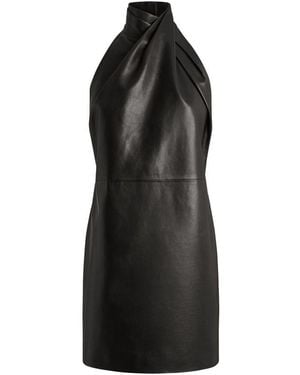 Balmain Mini Robe À Dos Nu En Cuir - Noir