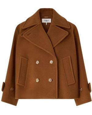Chloé Short Double-Breasted Coat - Brown