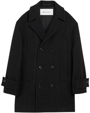 Ami Paris Pea Coat - Black