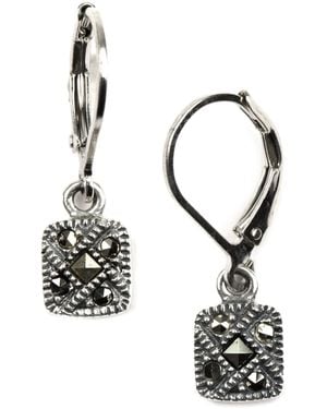Judith Jack Sterling Silver Marcasite Square Drop Earrings - Metallic